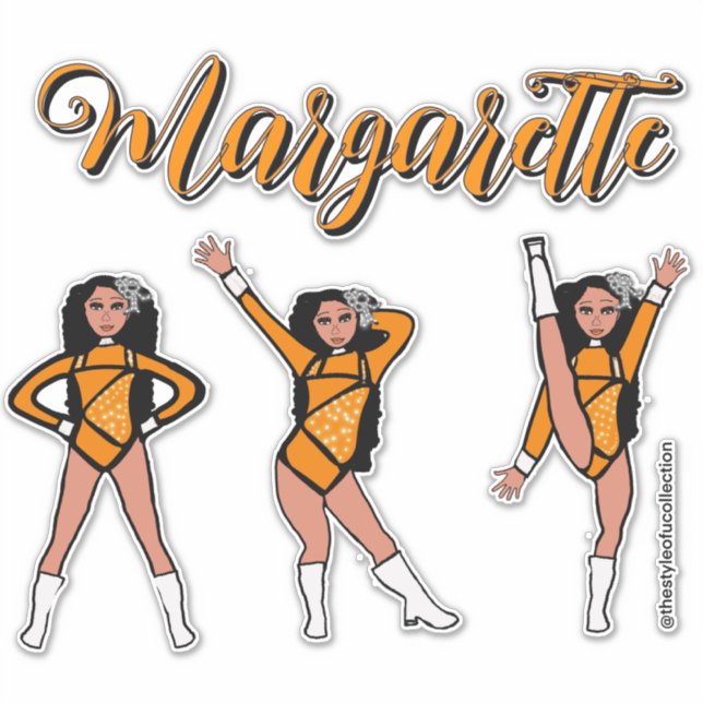 Majorette Tri- Pose / Orange Diamond # 2 Sticker (Front)