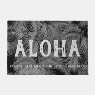 Makana Palms Hawaiian Tropical Leaves Aloha Gray Doormat