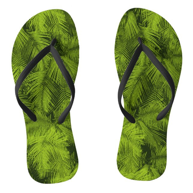 Makana Palms Hawaiian Tropical Leaves Flip Flops (Footbed)