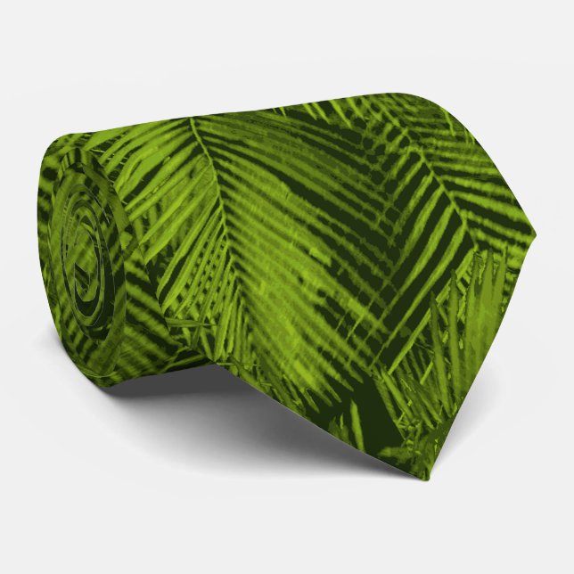 Makana Palms Hawaiian Tropical Leaves Neck Tie (Rolled)