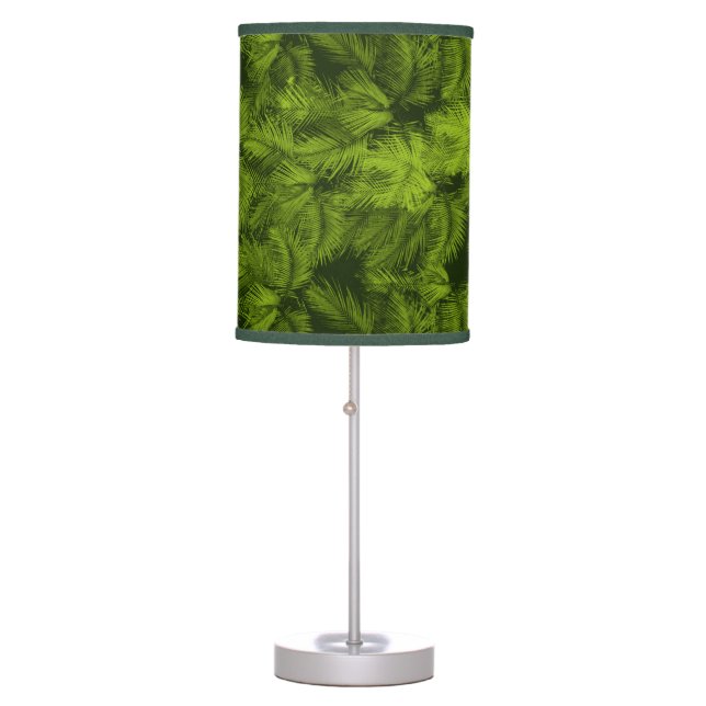 Makana Palms Hawaiian Tropical Print Table Lamp (Front)