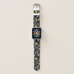 Makapuu Beach Hawaiian Batik Black Neutral Apple Watch Band