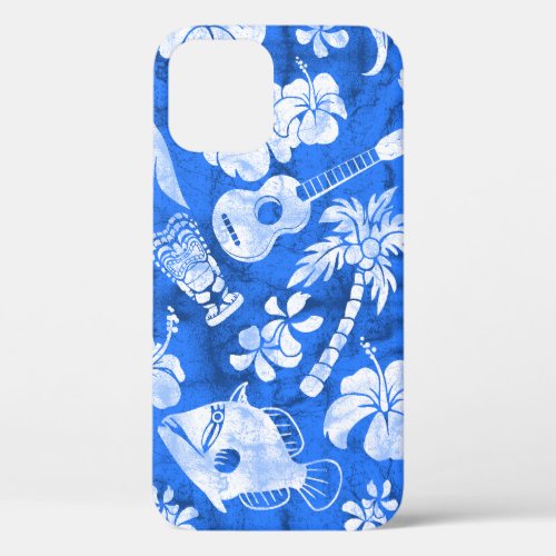 Makapuu Beach Hawaiian Batik Blue and White iPhone 12 Pro Case