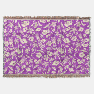 Makapuu Beach Hawaiian Batik Throw Blankets