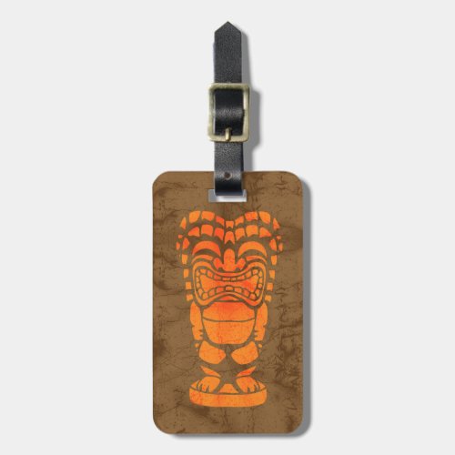 Makapuu Beach Hawaiian Laughing Tiki Batik Luggage Tag