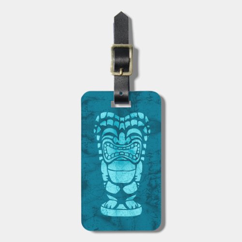 Makapuu Beach Hawaiian Laughing Tiki Batik Luggage Tag