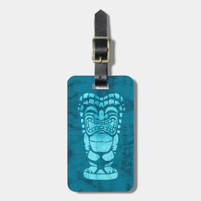 Makapuu Beach Hawaiian Laughing Tiki Batik Luggage Tag (Front Vertical)