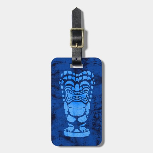 Makapuu Beach Hawaiian Laughing Tiki Batik Luggage Tag