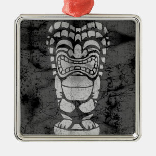 Makapuu Beach Hawaiian Laughing Tiki Batik Metal Ornament