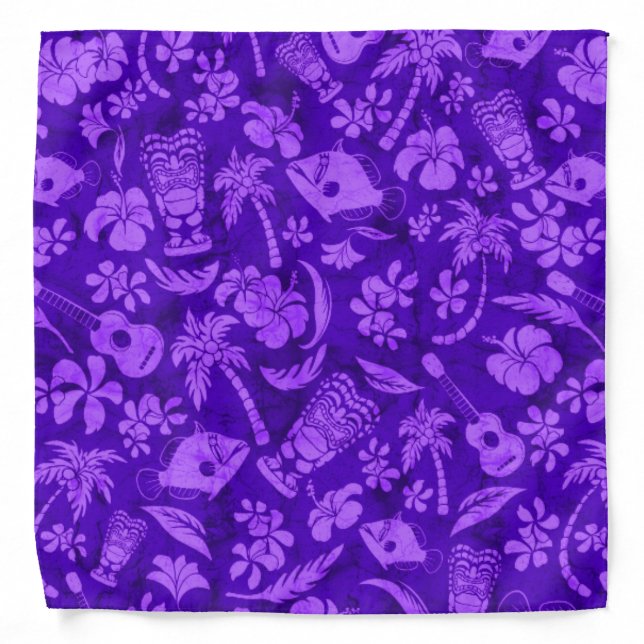 Makapuu Beach Hawaiian Tiki Batik Bandana (Front)