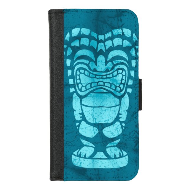 Makapuu Beach Hawaiian Tiki Batik  iPhone Wallet Case (Front)
