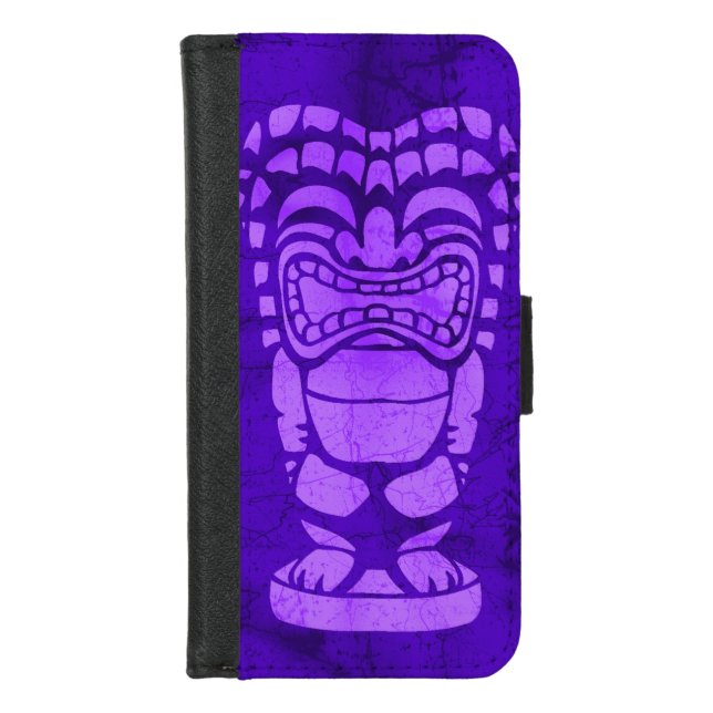 Makapuu Beach Hawaiian Tiki Batik  iPhone Wallet Case (Front)