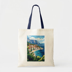 Makarska Croatia Illustration Travel Art Vintage Tote Bag