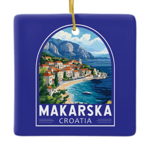 Makarska Croatia Travel Art Emblem Ceramic Ornament