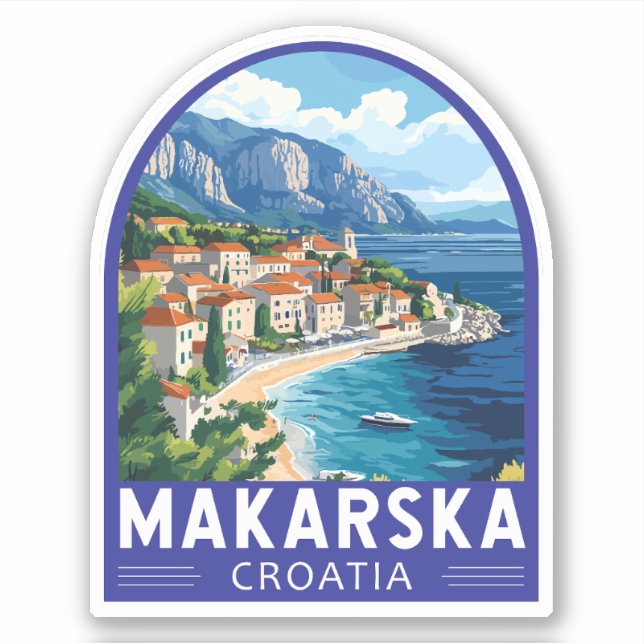 Makarska Croatia Travel Art Emblem Sticker (Front)