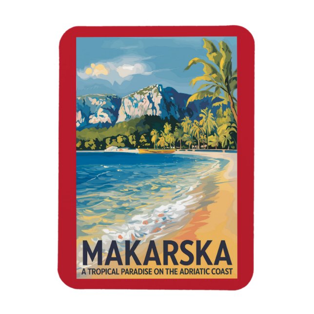 Makarska Croatia Travel Art Vintage Magnet (Vertical)