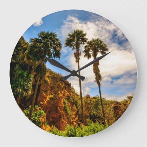 Makauwahi Cave Palm Trees Kauai Hawaii Large Clock