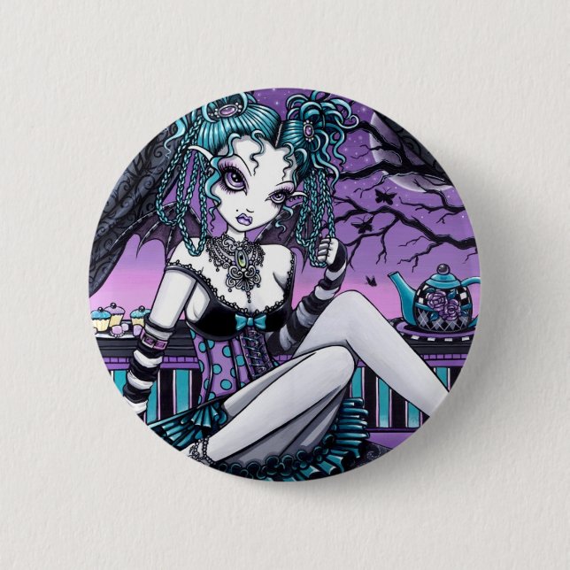 Makayla Gothic Couture Tea Party Fairy Pinback Button (Front)