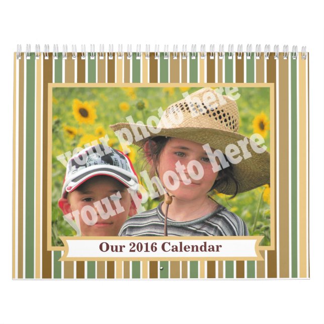 Make 2016 Custom Photo Calendar Striped Pic Frame (Cover)