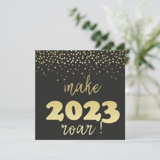 Make 2023 roar! Fun Gold Typography New Year Card