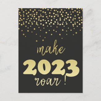 Make 2023 roar! Fun Gold Typography New Year