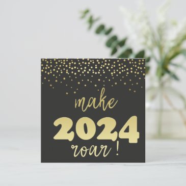 Make 2024 roar! Fun Gold Typography New Year Card