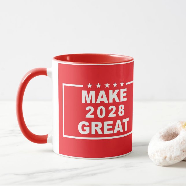 Make 2028 Great Funny President Re-Election  Mug (With Donut)