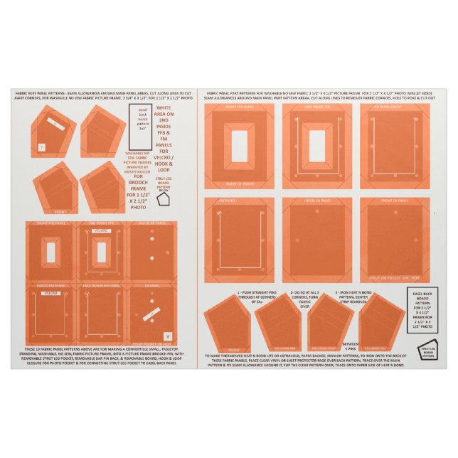 make 2 washable fabric no sew orange photo frames (Fat Quarter)