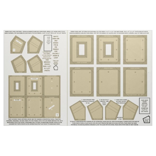 make 2 washable fabric no sew pearl photo frames (Fat Quarter)