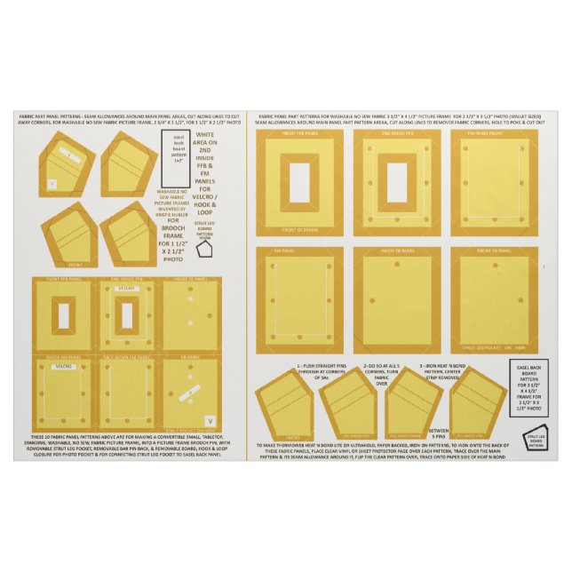 make 2 washable fabric no sew yellow photo frames (Fat Quarter)