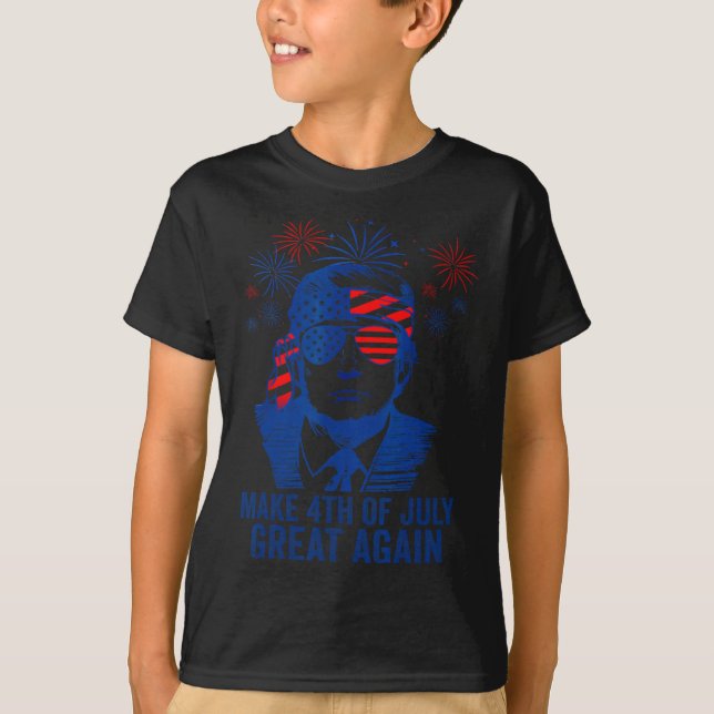 Make 4th Of July Great Again Men American Flag Fun T-Shirt (Front)