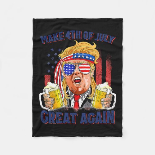 Make 4th Of July Great Again Men Drinking Beer Fun Fleece Blanket