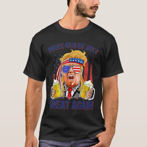 Make 4th Of July Great Again Men Drinking Beer Fun T_Shirt