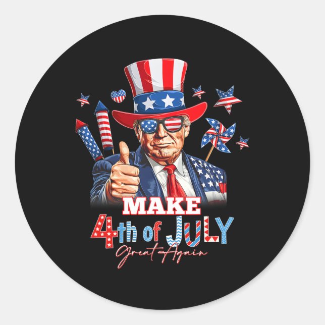 Make 4th Of July Great Again Patriotic Firework Do Classic Round Sticker (Front)