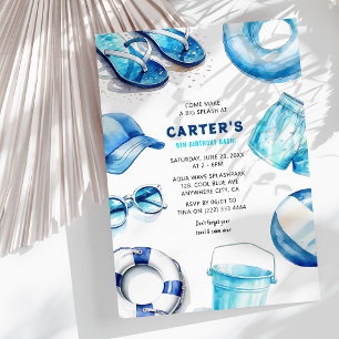 Make a Big Splash Boys Pool Party Birthday Invitation