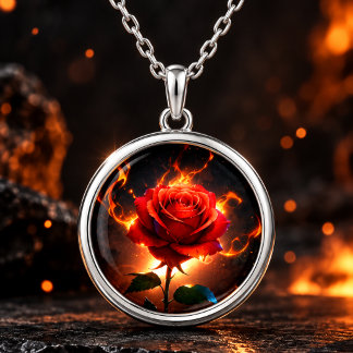 **Make a Bold Statement with the Burning Rose Neck Silver Plated Necklace