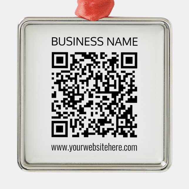 Make a Business QR Code Instantly & Editable Text Metal Ornament (Front)