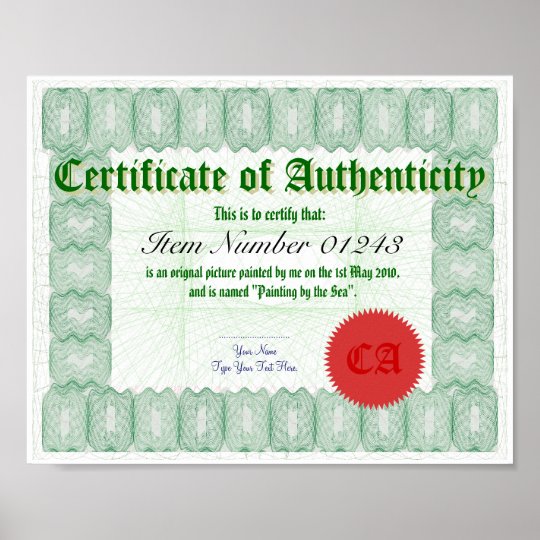 Make a Certificate of Authenticity Print | Zazzle.com