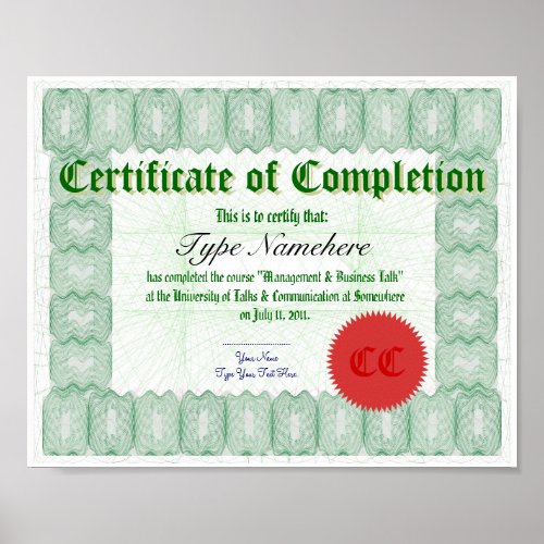 Make a Certificate of Completion Print