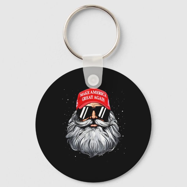 Make A Christmas Great Again Funny Xmas Trump Sant Keychain (Front)