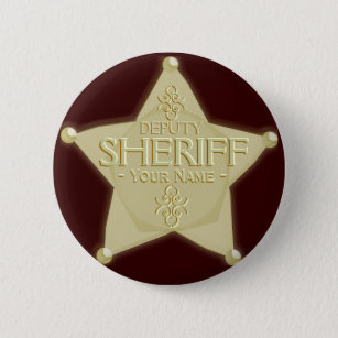 Make a Deputy Sheriff Badge Golden Pinback Button