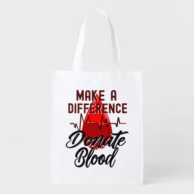 Make a Difference, Donate Blood Grocery Bag (Front)