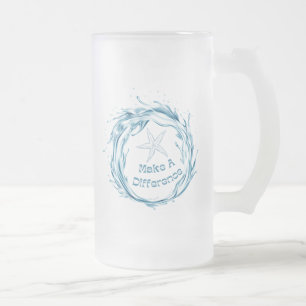 Make A Difference, Starfish Story. Frosted Glass Beer Mug