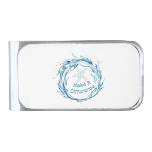 Make A Difference, Starfish Story. Silver Finish Money Clip