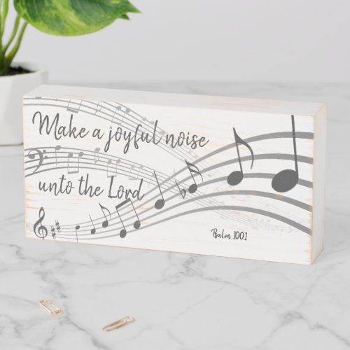 Make a Joyful noise Bible Verse Farmhouse  Wooden Box Sign