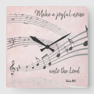 Make a Joyful noise Bible Verse Square Wall Clock