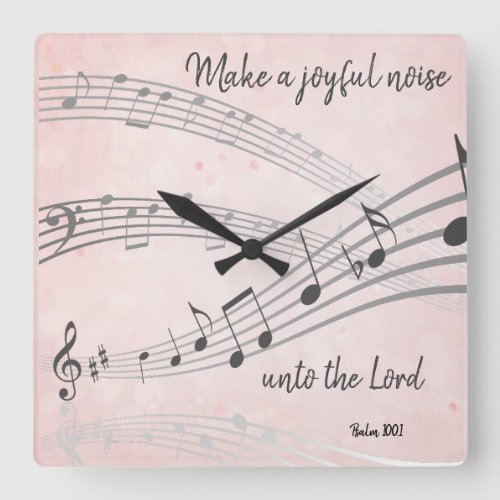 Make a Joyful noise Bible Verse  Square Wall Clock