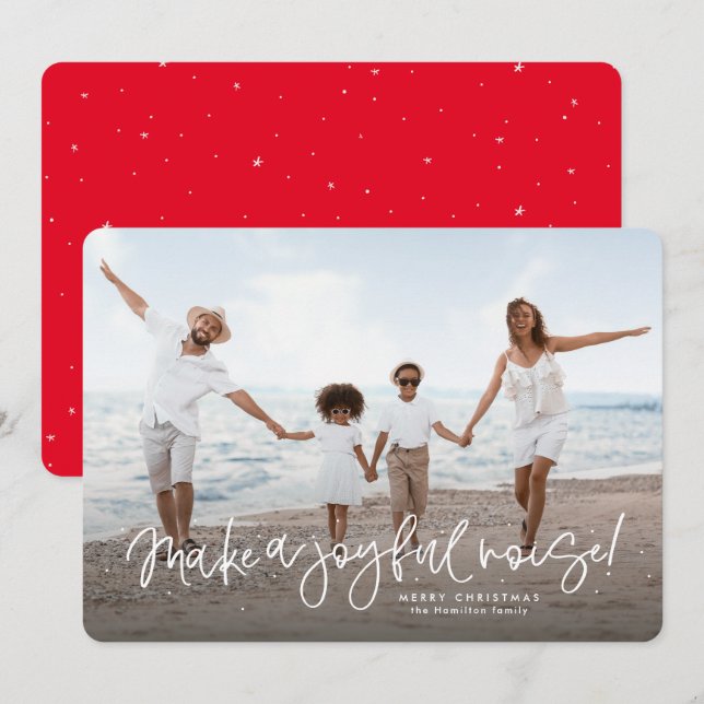 Make a joyful noise cute religious Christmas photo Holiday Card (Front/Back)
