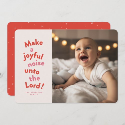 Make a joyful noise fun red religious Christmas Holiday Card