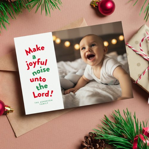 Make a joyful noise fun religious Christmas photo Holiday Card